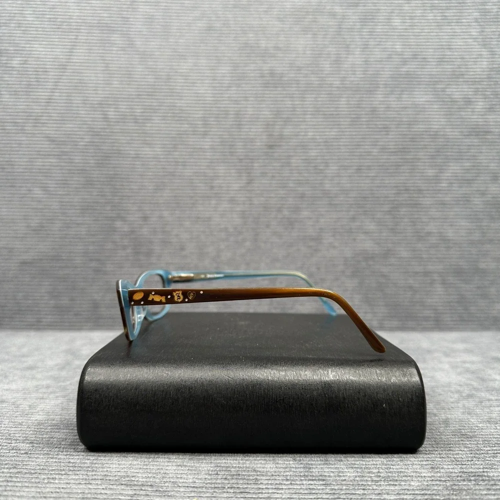 Juicy Couture JU 902 Y2K Eyeglasses Brown Blue Tortoise Shell Gold Charm Temples